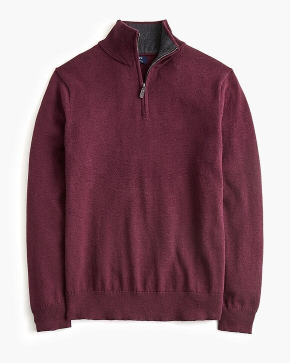 J Crew Other - J.Crew BF091 Cotton Quarter-Zip Sweater Burgundy Gray Collar Mens XXL